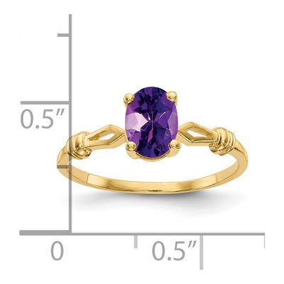 14K Yellow Gold Amethyst Oval Ring – view 2