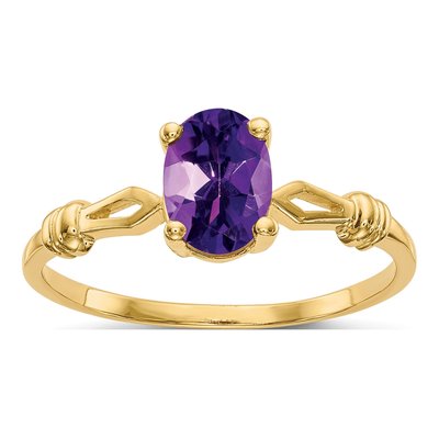 14K Yellow Gold Amethyst Oval Ring