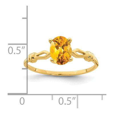14K Yellow Gold Citrine Oval Ring – view 2