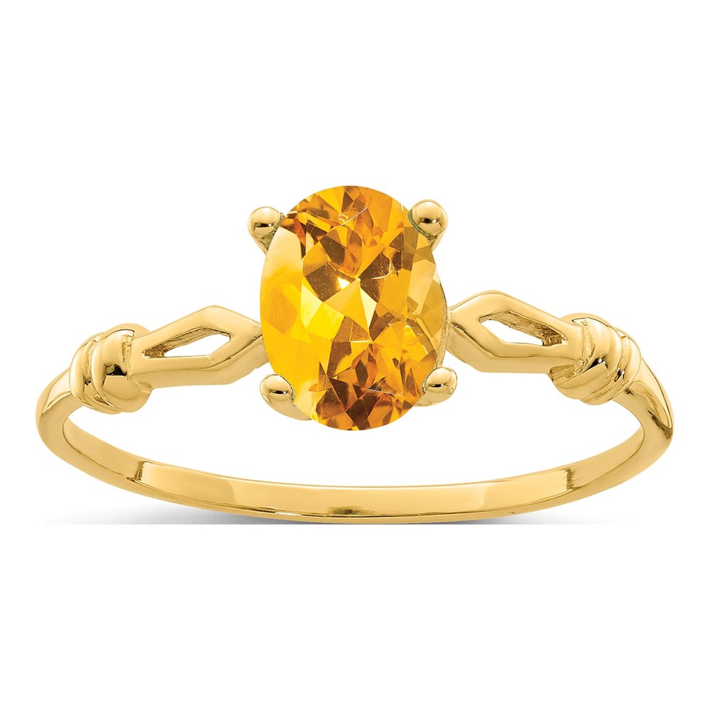 14K Yellow Gold Citrine Oval Ring