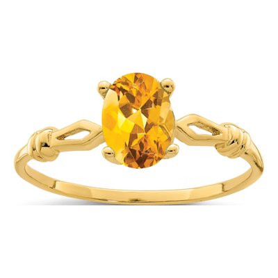 14K Yellow Gold Citrine Oval Ring