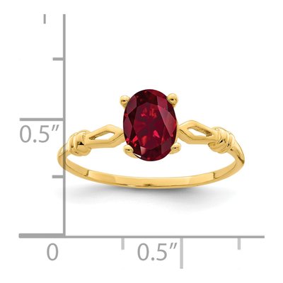 14K Yellow Gold Lab-Created Ruby Oval Ring – view 2