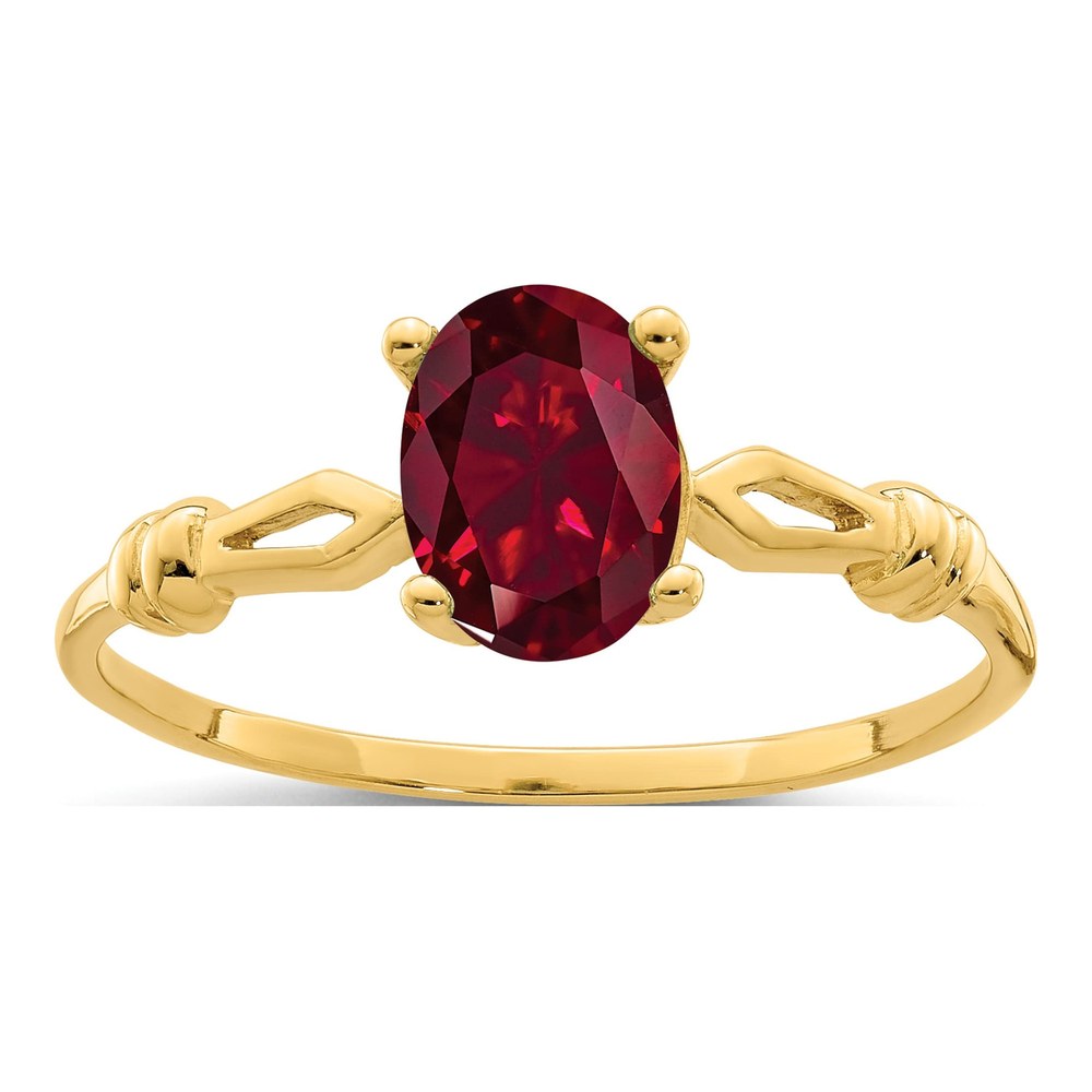 14K Yellow Gold Lab-Created Ruby Oval Ring