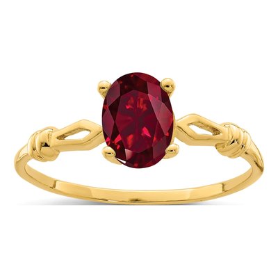 14K Yellow Gold Lab-Created Ruby Oval Ring