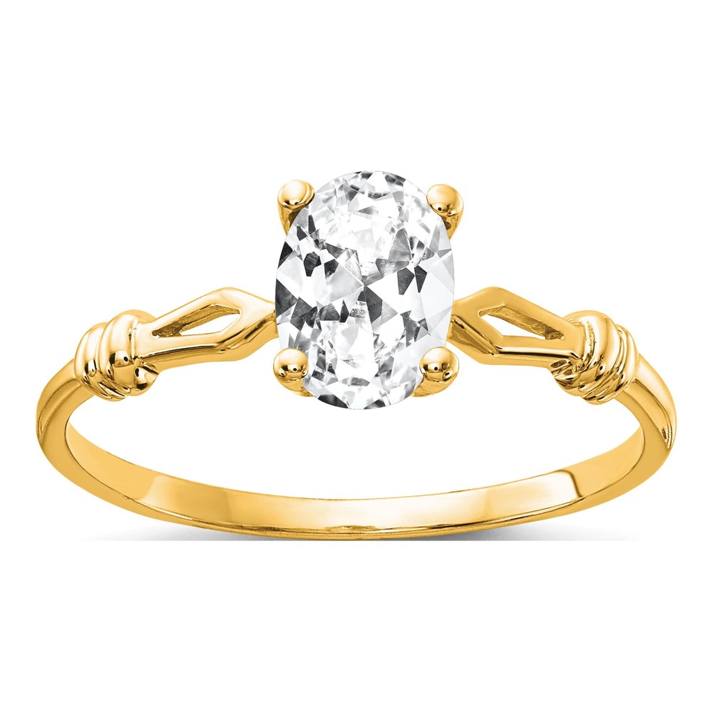 14K Yellow Gold CZ Oval Engagement Ring