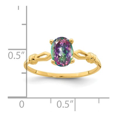 14K Yellow Gold Mystic Fire Topaz Oval Ring – view 2