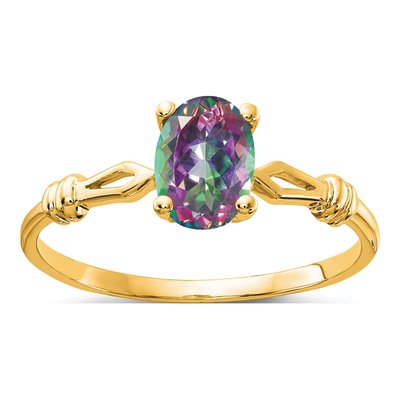 14K Yellow Gold Mystic Fire Topaz Oval Ring