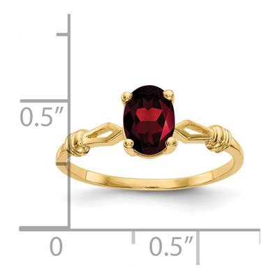 14K Yellow Gold Garnet Oval Ring – view 2