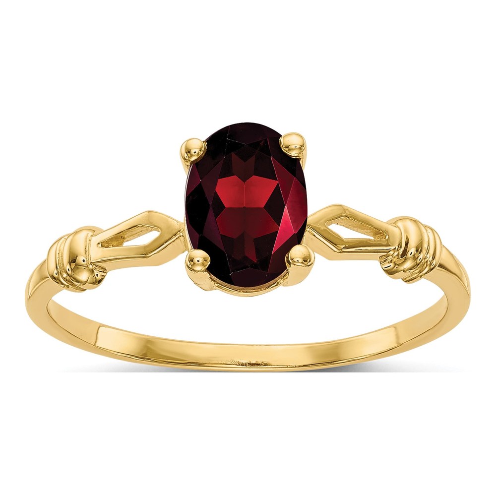 14K Yellow Gold Garnet Oval Ring