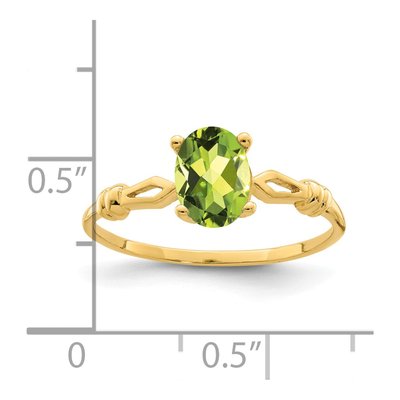 14K Yellow Gold Peridot Oval Ring – view 2