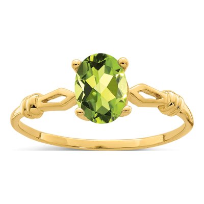 14K Yellow Gold Peridot Oval Ring