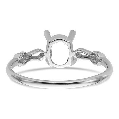 14K White Gold Oval Ring Mounting – view 4