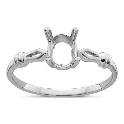 14K White Gold Oval Ring Mounting