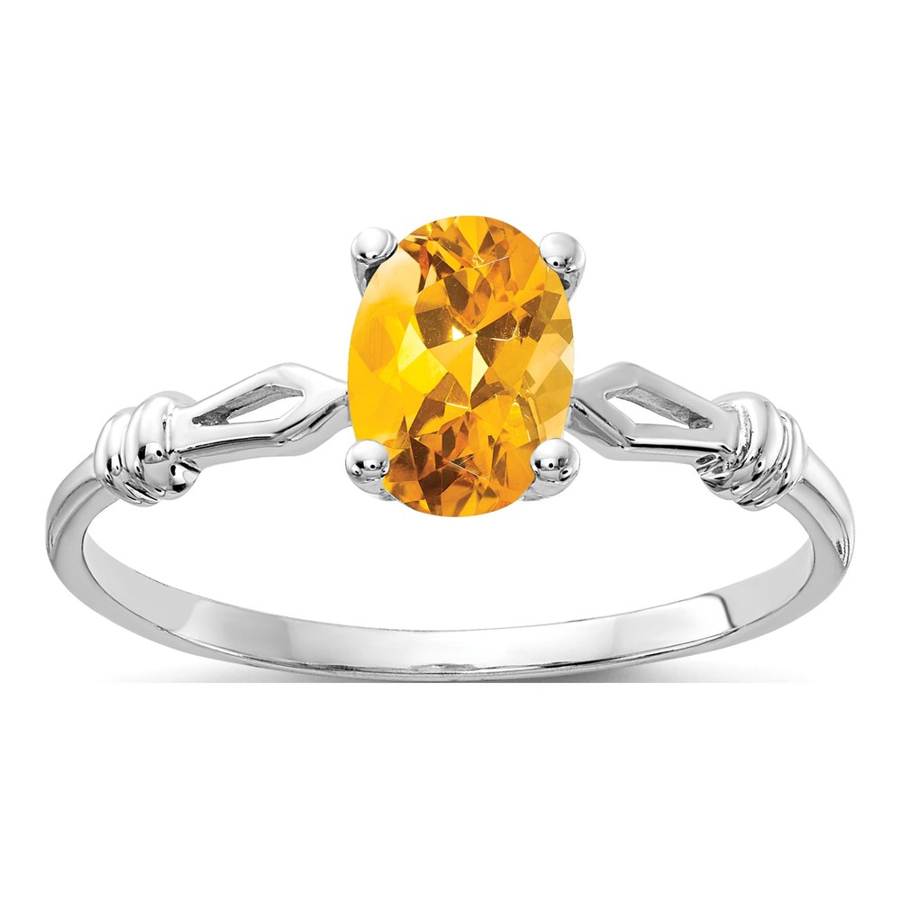 14K White Gold Citrine Oval Ring