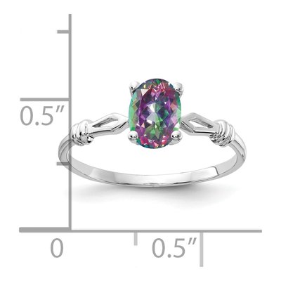 14K White Gold Mystic Fire Topaz Oval Ring – view 2