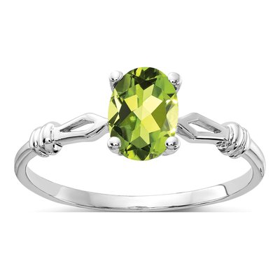 14K White Gold Peridot Oval Ring