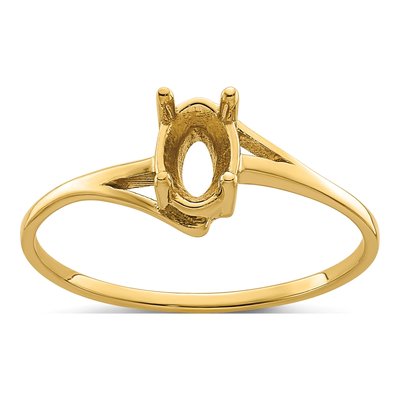 14K Yellow Gold Bypass for Oval Gem Ring Mounting
