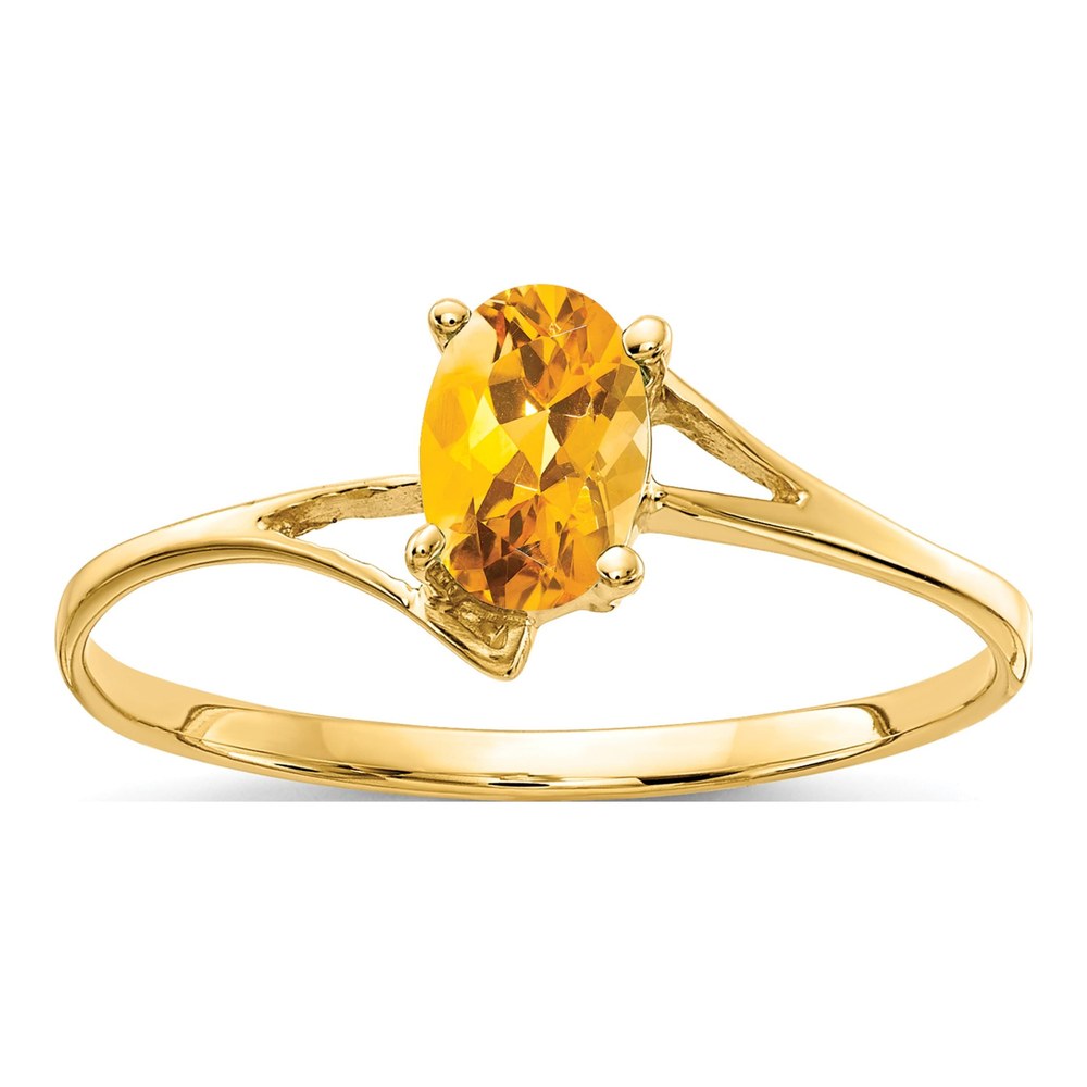 14K Yellow Gold Citrine Oval Bypass Ring