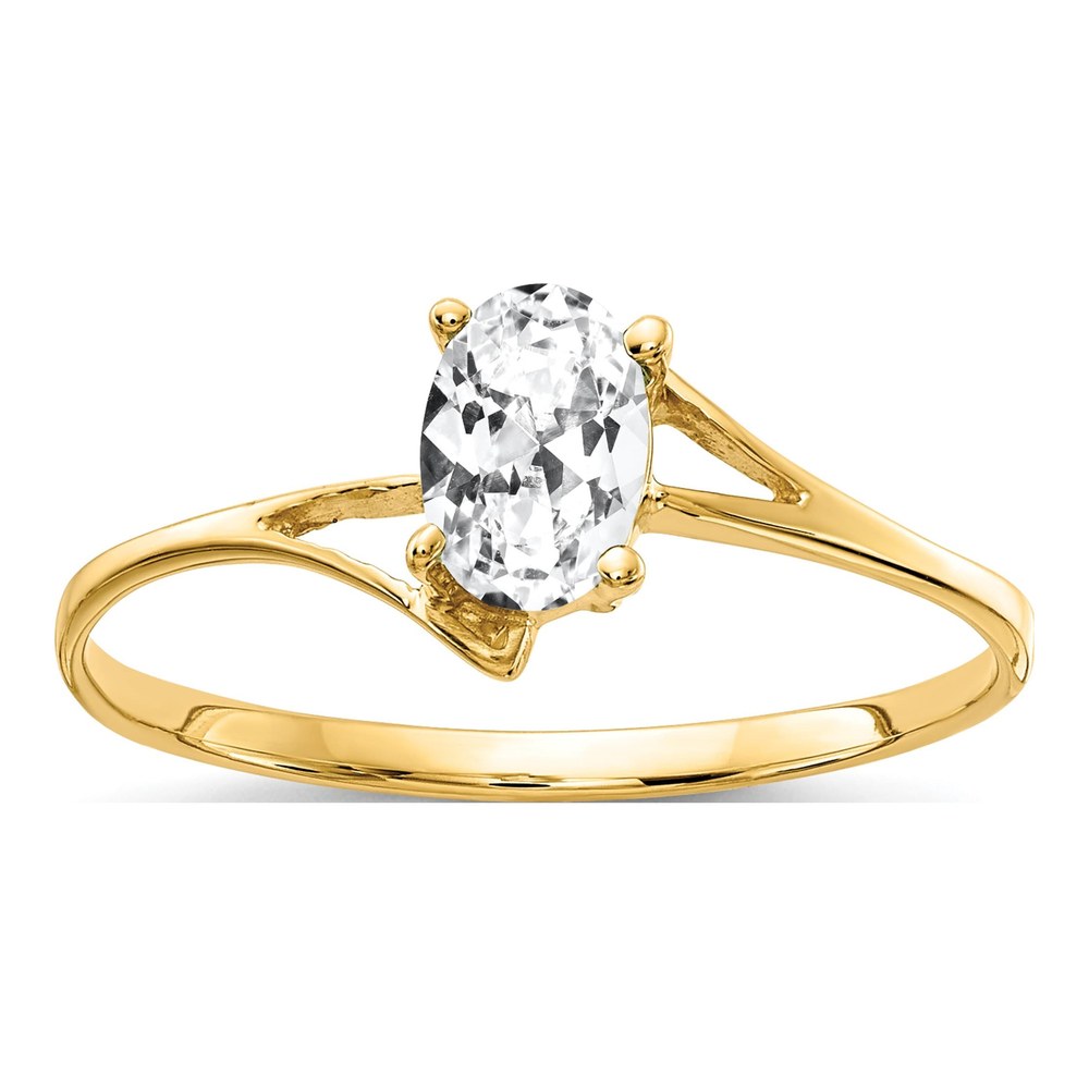 14K Yellow Gold CZ Oval Bypass Ring
