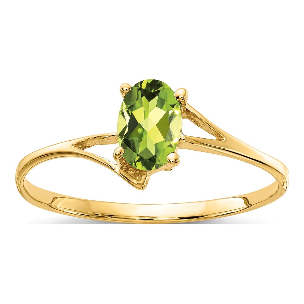 14K Yellow Gold Peridot Bypass Ring