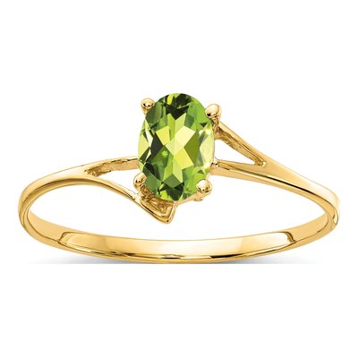 14K Yellow Gold Peridot Bypass Ring