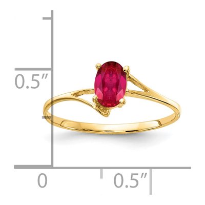 14K Yellow Gold Ruby Oval Bypass Ring – view 2