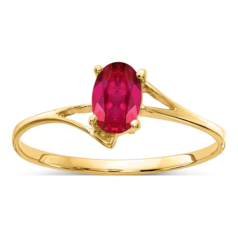 14K Yellow Gold Ruby Oval Bypass Ring