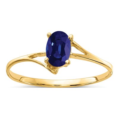 14K Yellow Gold Sapphire Oval Bypass Ring