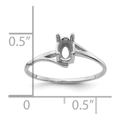 14K White Gold Oval Ring Mounting – view 6
