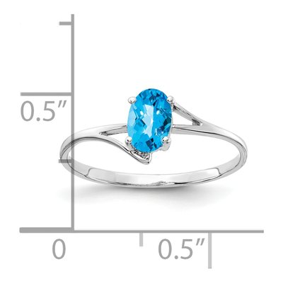 14K White Gold Swiss Blue Topaz Oval Ring – view 3