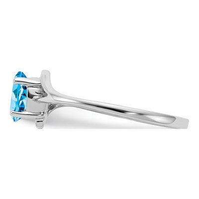 14K White Gold Swiss Blue Topaz Oval Ring – view 4