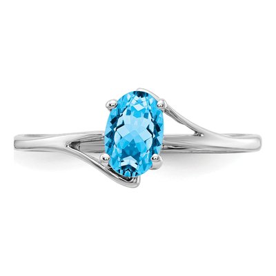 14K White Gold Swiss Blue Topaz Oval Ring – view 5