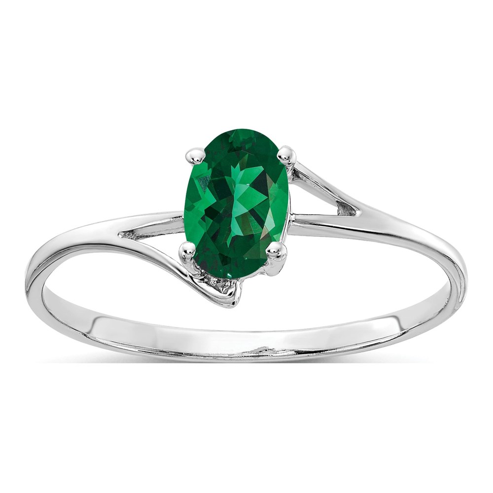 14K White Gold Lab-Created Helenite Oval St Helens Ring