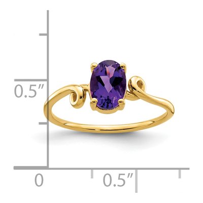 14K Yellow Gold Amethyst Oval Checkerboard Ring – view 2