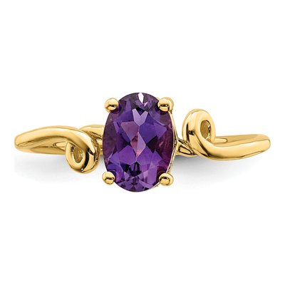 14K Yellow Gold Amethyst Oval Twist Ring – view 6