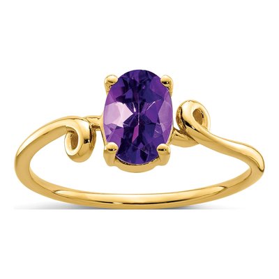 14K Yellow Gold Amethyst Oval Twist Ring