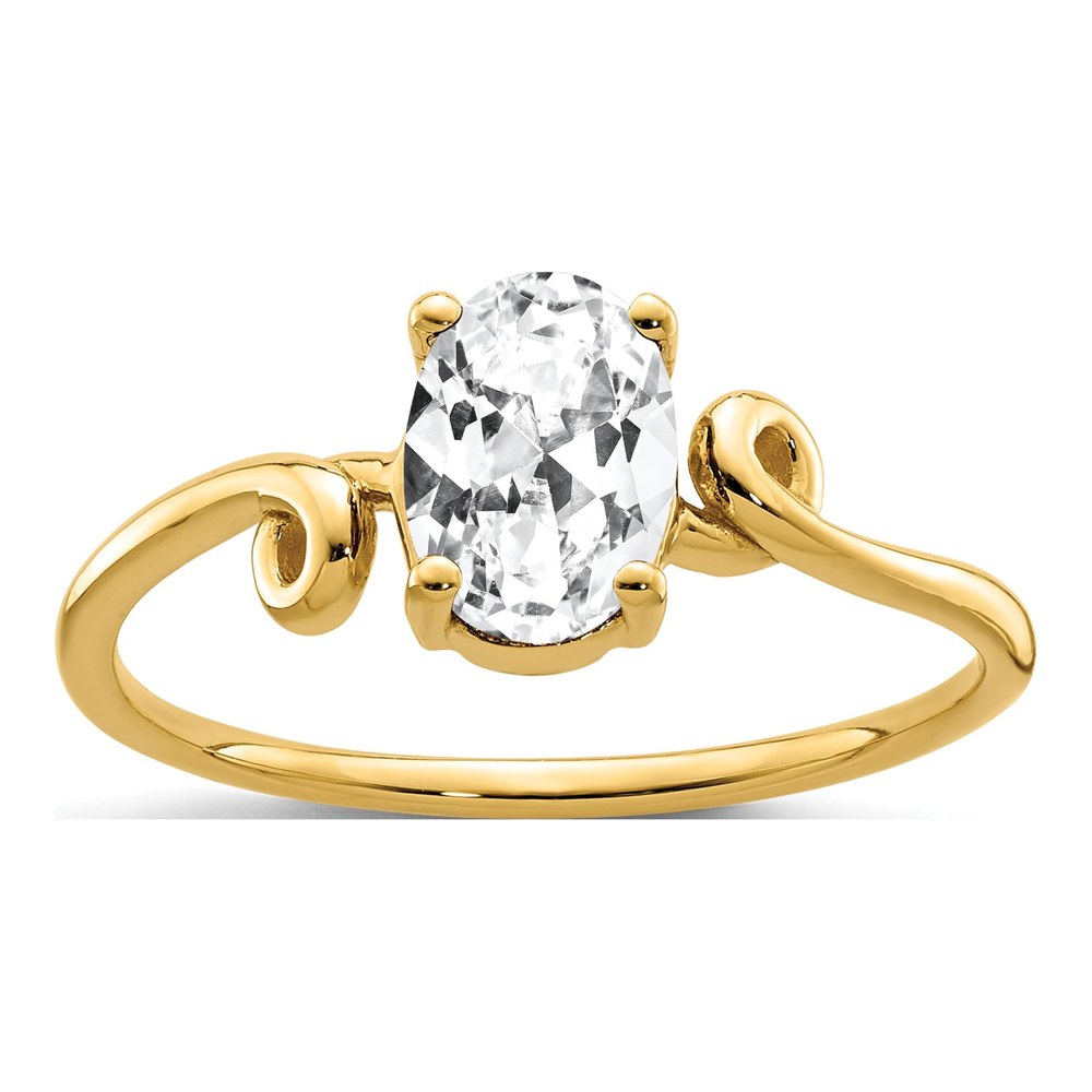 14K Yellow Gold CZ Oval Engagement Ring