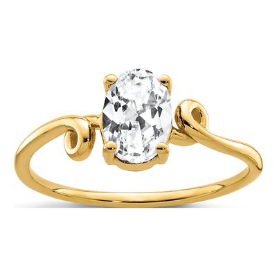 14K Yellow Gold CZ Oval Engagement Ring