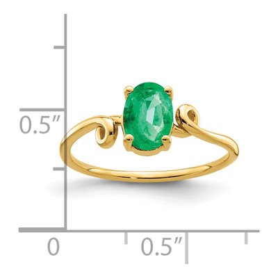 14K Yellow Gold Emerald Oval Twisted Ring – view 2