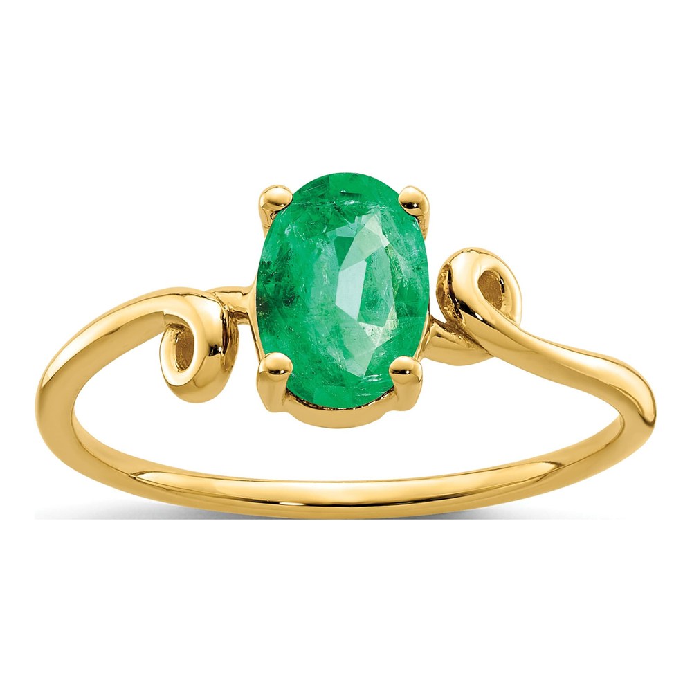 14K Yellow Gold Emerald Oval Twisted Ring