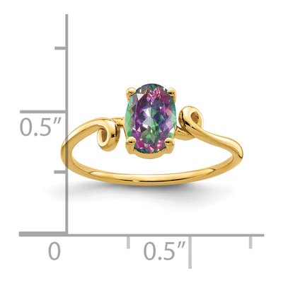 14K Yellow Gold Mystic Fire Topaz Oval Ring – view 2
