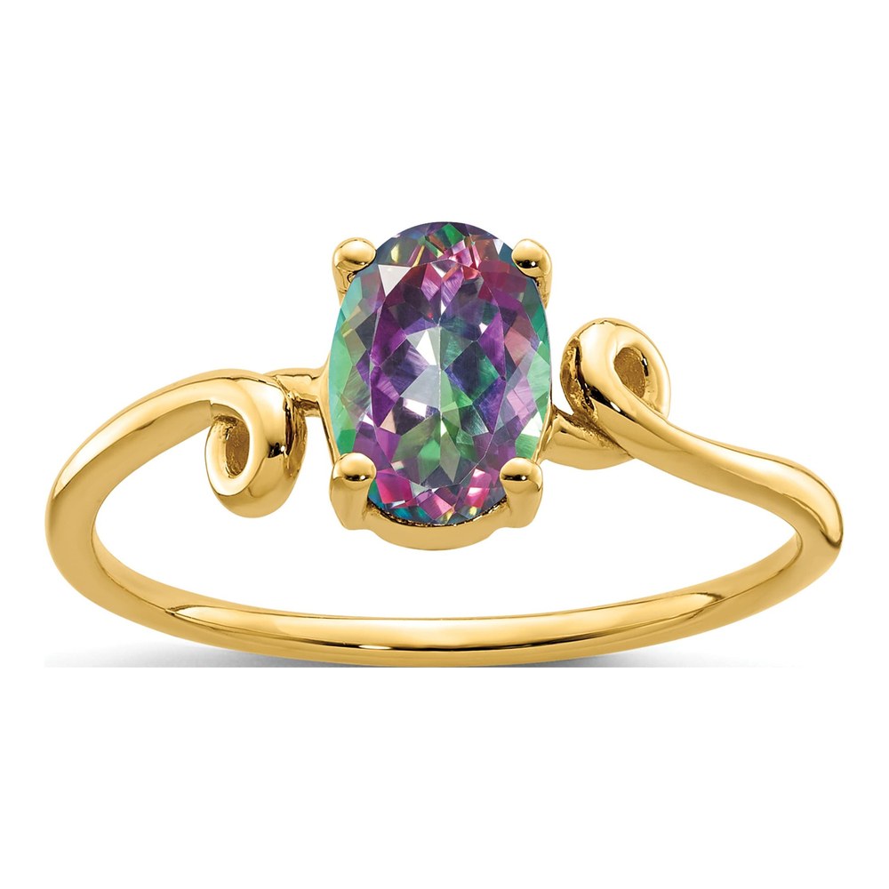 14K Yellow Gold Mystic Fire Topaz Oval Ring