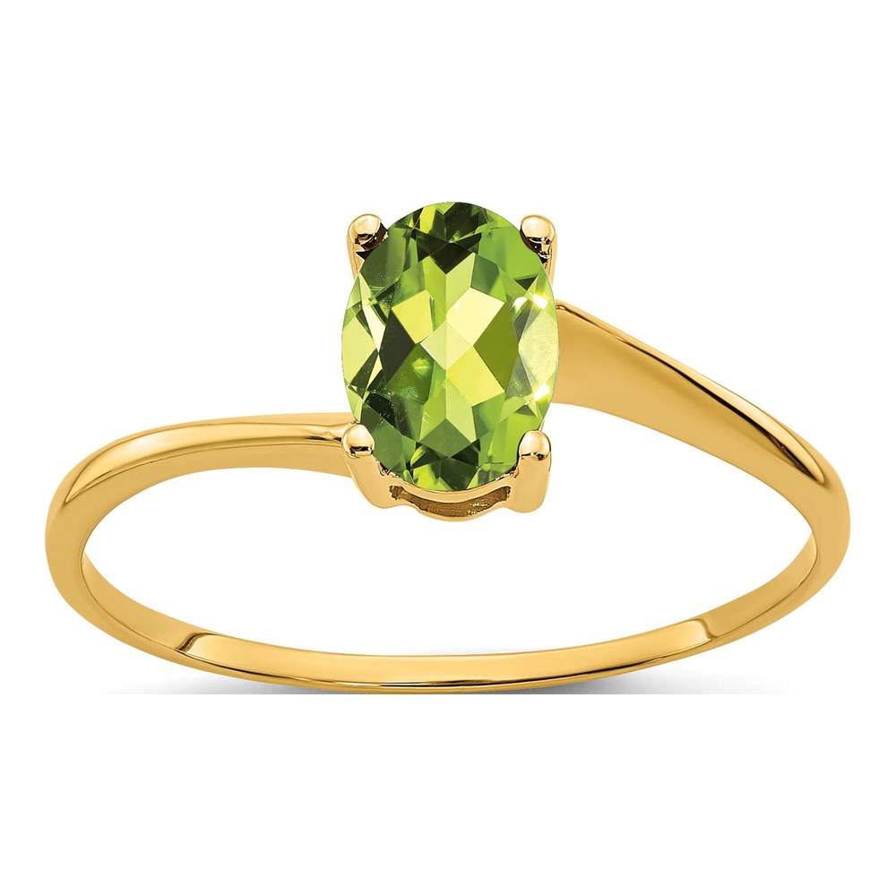 14K Yellow Gold Peridot Oval Ring