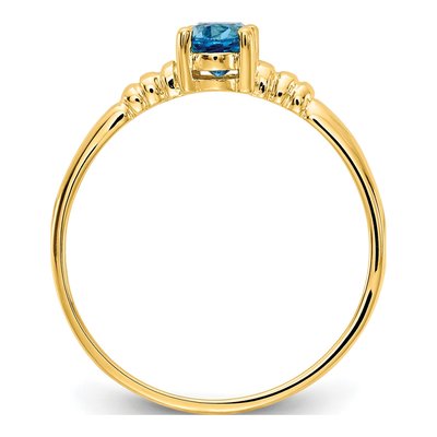 14K Yellow Gold Swiss Blue Topaz Oval Ring – view 2