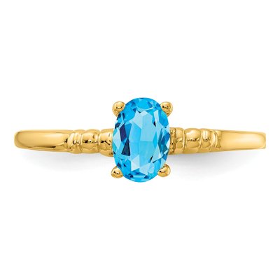 14K Yellow Gold Swiss Blue Topaz Oval Ring – view 4
