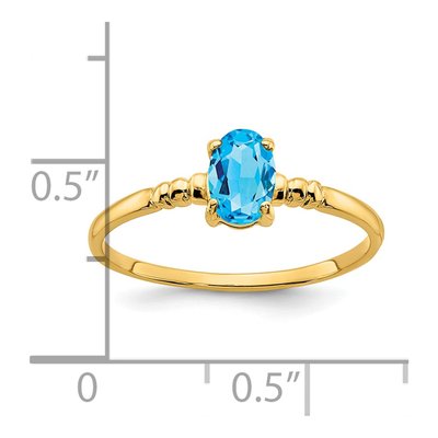 14K Yellow Gold Swiss Blue Topaz Oval Ring – view 5