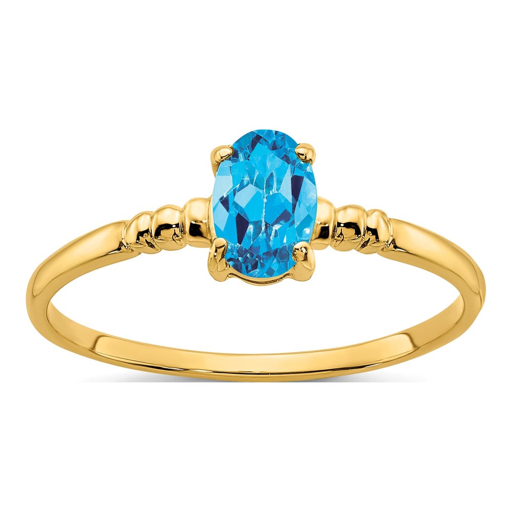 14K Yellow Gold Swiss Blue Topaz Oval Ring