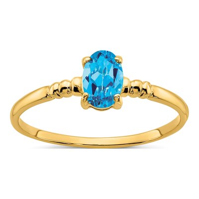 14K Yellow Gold Swiss Blue Topaz Oval Ring