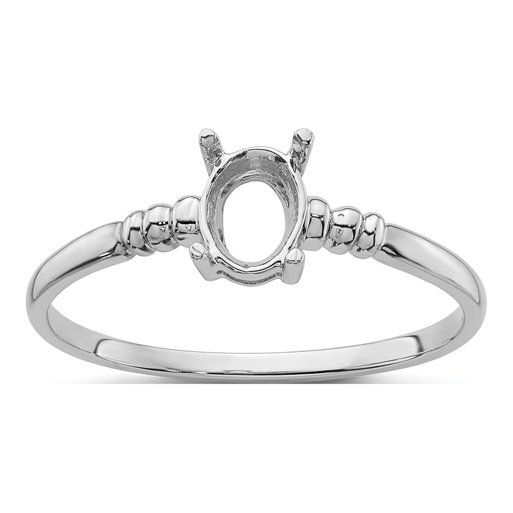 14K White Gold Oval Ring Mounting