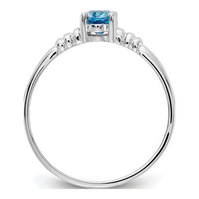 14K White Gold Swiss Blue Topaz Oval Ring – view 3